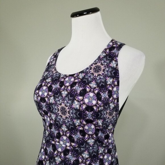 BCBGeneration Y2K Mini Dress XS Sleeveless Knit Cutout Blue Fog Kaleidoscope - Picture 3 of 12